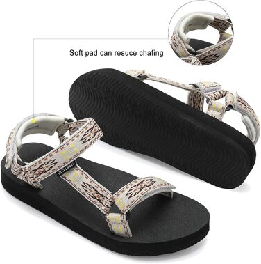 Спортивні сандалі OUSIMEN для жінок, піші прогулянки, з підтримкою склепіння стопи, анатомічна устілка, бежеві, 42 EU