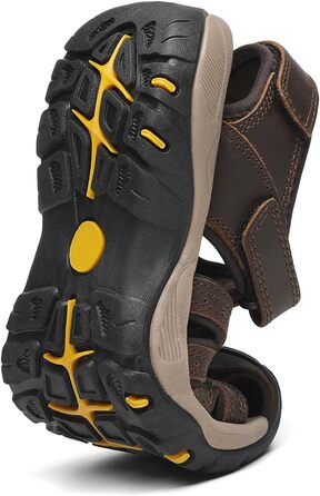 Чоловічі сандалі FLARUT для туризму та пляжу, шкіряні трекінгові, темно-коричневі, 42 EU