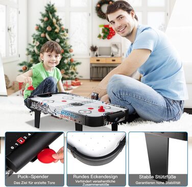 Airhockey стіл DREAMADE 42 дюйми з LED-рахунком та аксесуарами для дітей та дорослих