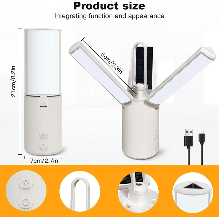 LED кемпінговий ліхтар Wholede 8000mAh з USB/сонячною зарядкою, димування, для наметів, риболовлі, походу, надзвичайних ситуацій