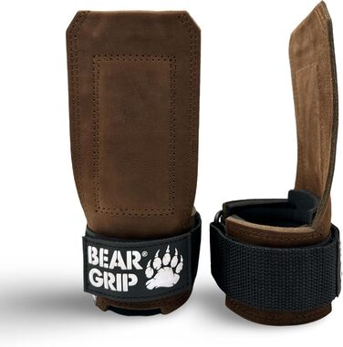 BEAR GRIP – багатофункціональні шкіряні ремені для важкої атлетики, коричневі, міцна вага, для тренувань