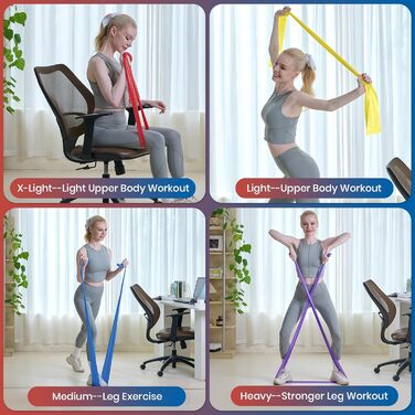 Гумові еспандери Good Nite Fitnessbänder 4 шт. - для фітнесу, пілатесу, йоги та силових тренувань (4 рівні опору) + сумка для зберігання