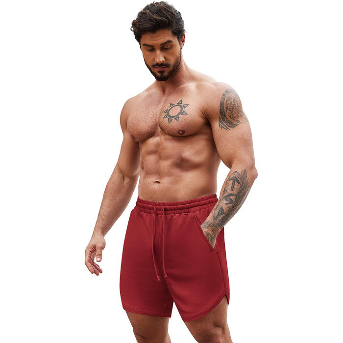 Шорти чоловічі COOFANDY літні, 2 шт. (S, бордовий/чорний) з гумкою, кишенями, для спорту та відпочинку