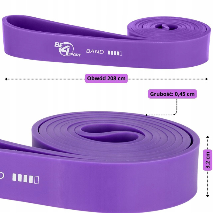 Набір з 4 фітнес-резинок Power Band + кріплення для підтягувань, опір 2-36 кг