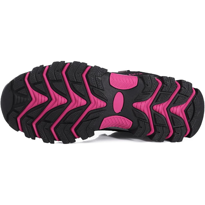 Трекінгові черевики для жінок та чоловіків. Зручні, легкі, з неслизькою підошвою. Outdoor, спортивні, для туризму та походів. Розмір 39 EU, артикул 98018. Чорний, рожевий, червоний кольори.
