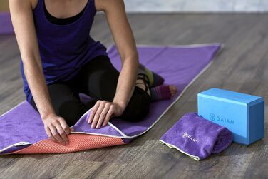 Преміум-набір для гарячої йоги Fit For Life Gaiam: килимок 6мм, рушник, стрічка 180см