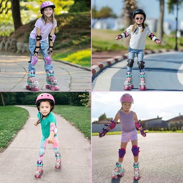 Дитячі ролики Kinder Quad Skates для дівчаток та хлопчиків, регульовані, райдужні з підсвічуванням, для дому та вулиці