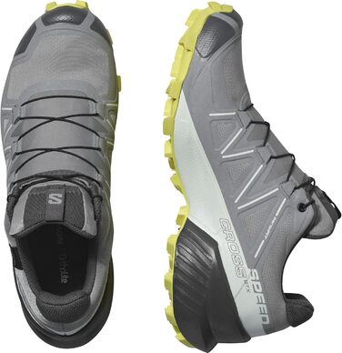 Жіночі трейлранні кросівки Salomon Speedcross Gore-Tex 43 1/3 EU, Sharkskin, Clearly Aqua, Sunny Lime