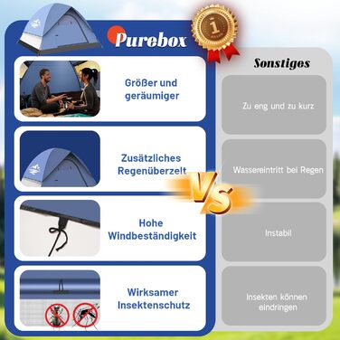 Намет для кемпінгу Zelt на 2-3 особи - ультралегкий, водонепроникний, куполоподібний, 4-сезонний, для трекінгу, сімейного відпочинку, фестивалів та подорожей