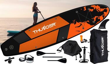 Надувна SUP-дошка THUNDER 320/365 см, зелена, з насосом, рюкзаком і регульованим веслом, протиковзкий PVC, заміна для каяка або понтона