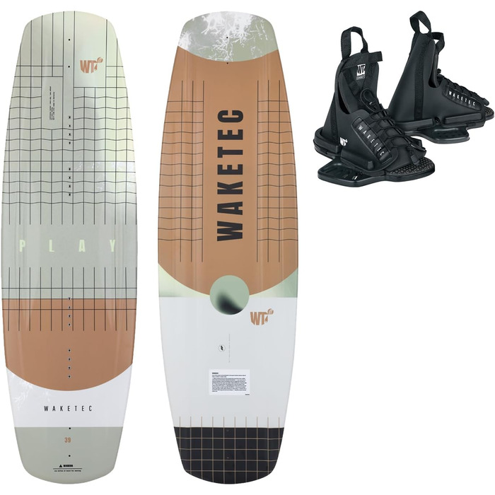 Waketec Wakeboard-Set Play: вейкборд для катання на воді, комплект з кріпленням Onset, для початківців та досвідчених, вага 40-90 кг, розмір S/M, 139 см