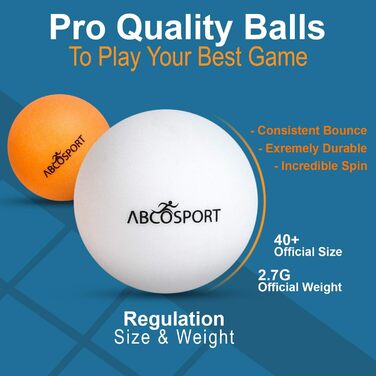 Набір для настільного тенісу Abco Tech: 4 ракетки з м'яким гумовим покриттям та 6 м'ячів, для професійних та аматорських ігор, 2-4 гравці