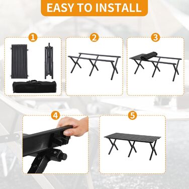 Складаний туристичний стіл Boosden 120x80 см з сумкою для пікніка, грилю та відпочинку на природі (чорний)