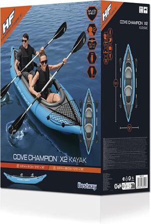 Надувний каяк Bestway Hydro-Force Cove Champion X2, 331x88x45 см, комплект з веслами і насосом