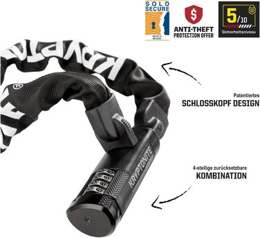 Ланцюговий замок для велосипеда Kryptonite Keeper 712 Integrated Chain, 90 см
