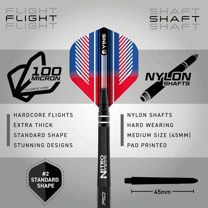 Дротики Red Dragon Vengeance Premium Wolfram Softip 20 г з оперенням і стрижнями