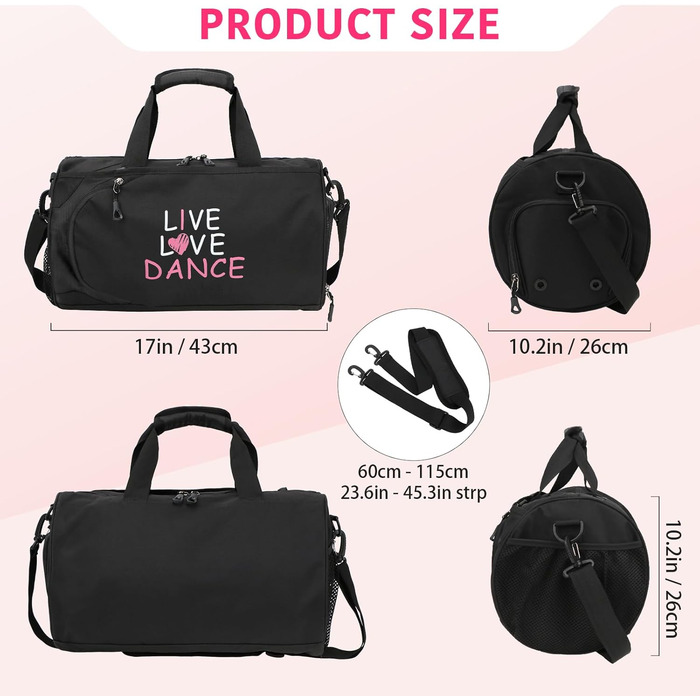 Спортивна сумка-дафл Kilofly для дівчаток: сумка для балету, танців та гімнастики, дорожня сумка на плече S1