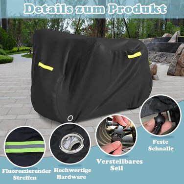 Водонепроникний чохол для велосипеда MOZMY на 1-3 велосипеда, 210x112x112 см, захист від погодних умов, з отворами для замка