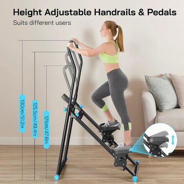 Вертикальний степер для дому: Кліматична машина з регулюванням опору, LCD-дисплеєм та складним педалем