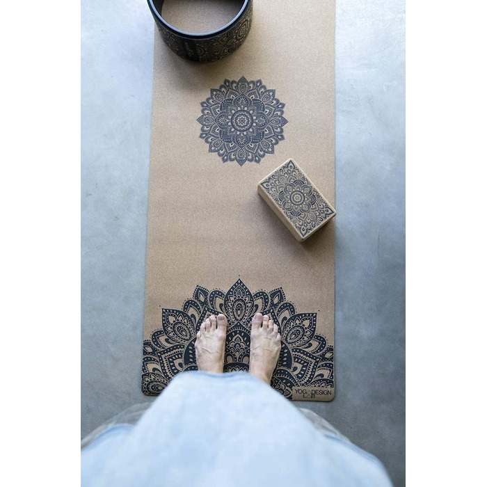 Йога-мат Yoga Design Lab з корку, екологічний, для хот-йоги, бікрам, аштанга, преміум якість, з ременем для перенесення