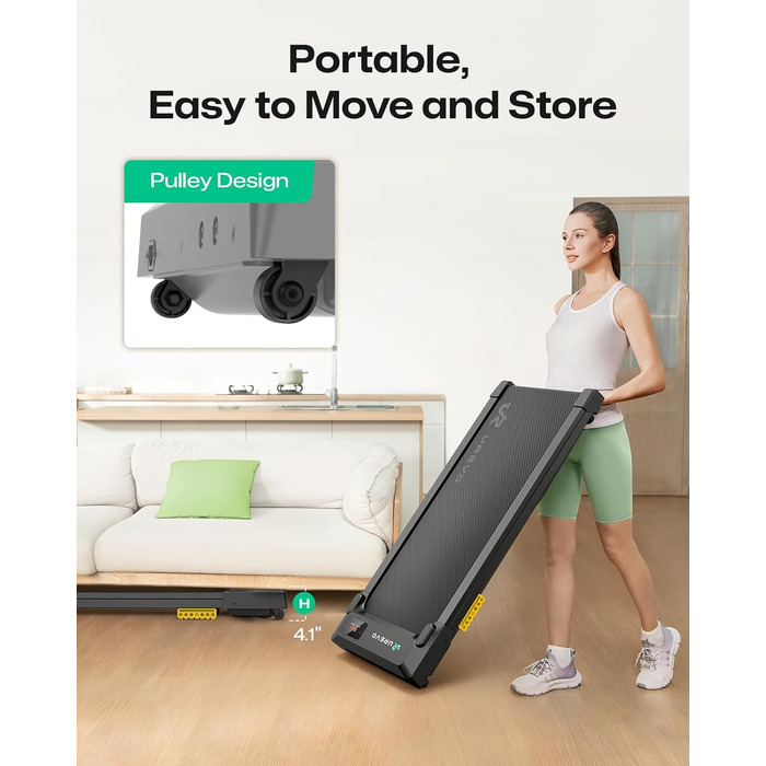 UREVO Smart Walking Pad: Бігова доріжка під стіл з двома амортизаторами, керування через додаток, для дому та офісу