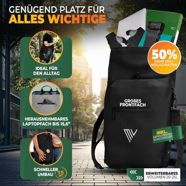 Велосипедна сумка MIVELO 3-в-1 для багажника, рюкзак, задня сумка та сумка через плече, водонепроникна, чорна, швидке трансформування за 15 секунд
