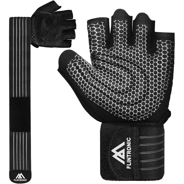 Фінтронік Фітнес Рукавички: Дихаючі рукавички з підтримкою зап'ястя, неслизькі силіконові рукавички для тренувань, важкої атлетики, фітнесу та підтягувань