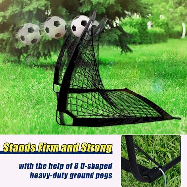 Набір футбольних воріт для дітей LIBERRWAY 120x90x90 см (2 шт.) з 6 фігурками та сумкою, чорний