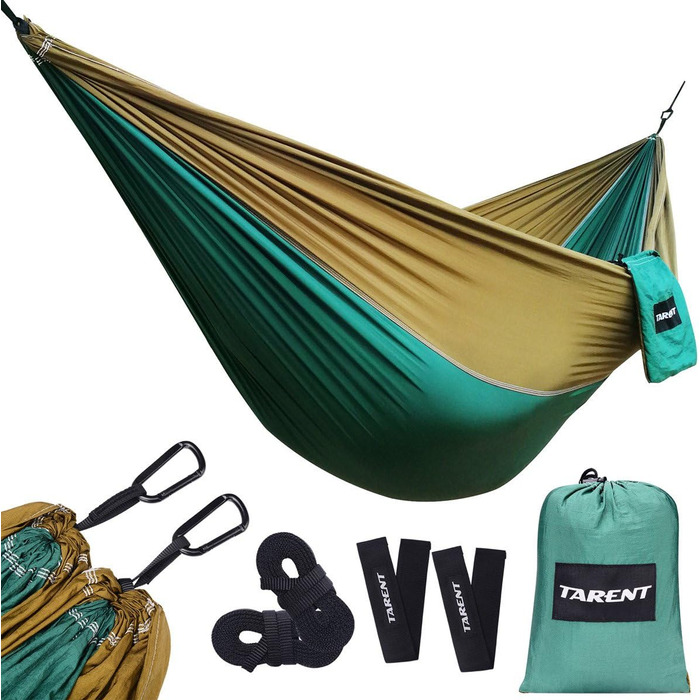 Гамак Tarent Outdoor Ultraleicht для відпочинку на природі, 300 кг, 270x140 см, дихаючий, швидковисихаючий, нейлон, аксесуари для кемпінгу