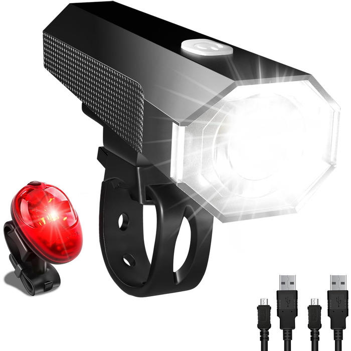 Набір велосипедних ліхтарів LED, STVZO, водонепроникні, USB-зарядка, передній та задній ліхтарі