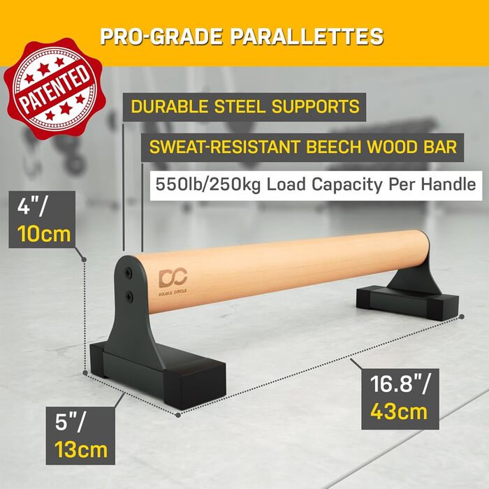 Паралелети Double Circle з дерев'яними ручками - обладнання для калістеніки. Нековзні турніки для віджимань, стійки для перевороту вперед