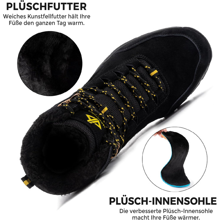 Чоботи зимові чоловічі/жіночі JackShibo, теплі, водонепроникні, антиковзаючі, для активного відпочинку (39 EU, чорний)