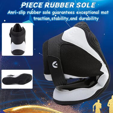 Черевики для боротьби чоловічі, антиковзаючі, дихаючі. Підходять для боротьби, боксу, кросфіту, важкої атлетики, бодібілдингу (38 EU, чорно-білі)