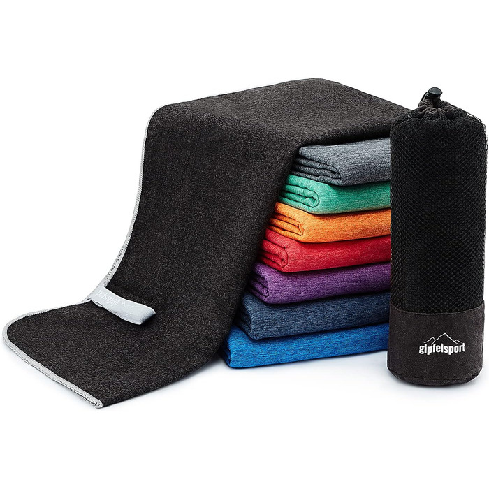 Набір мікрофібрових рушників Gipfelsport - рушники для сауни, фітнесу, спорту та пляжу | 8 розмірів | 13 кольорів (антрацит, комплект 2: XL(180x80) & S(80x40))