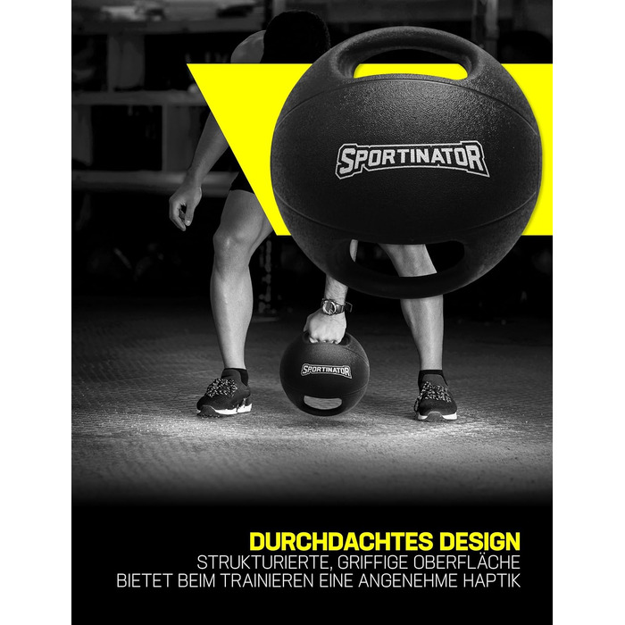 Медичний м'яч SPORTINATOR з ручками, 5 кг, для силових і функціональних тренувань