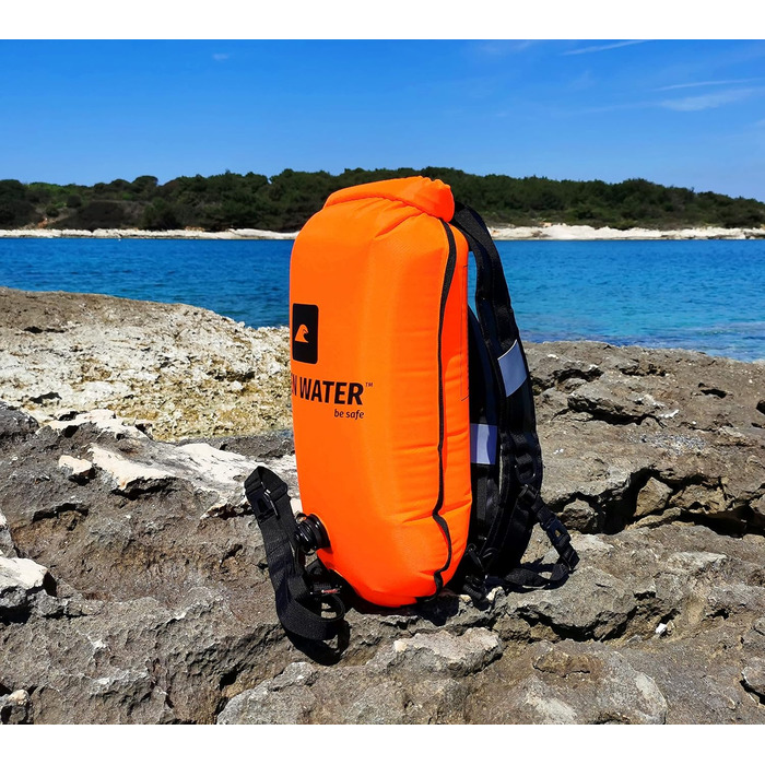 Надувна буйка OPENWATER для плавання та триатлону з рюкзаком 3-в-1, 28L, з водонепроникною сумкою