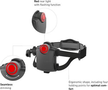 Ліхтар налобний LED Ledlenser H7R.2, акумуляторний, 600 люмен, фокусований, до 120 годин роботи, червоне заднє світло, поворотний, USB-кабель