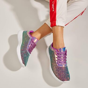 Кросівки жіночі LUCKY STEP блискучі, з паєтками та стразами, фіолетові (36 EU)