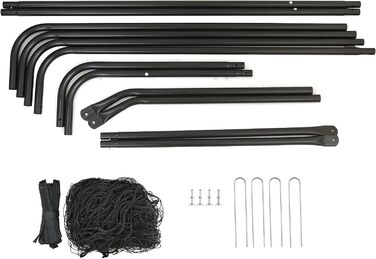 Ворота для футболу SONGMICS з сіткою, 76 x 215 x 150 см, для саду, двору, парку, пляжу, чорного кольору