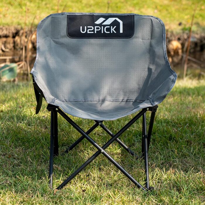 Складний стілець U2PICK для кемпінгу: легкий, зручний, до 160 кг, з сумкою, сірий