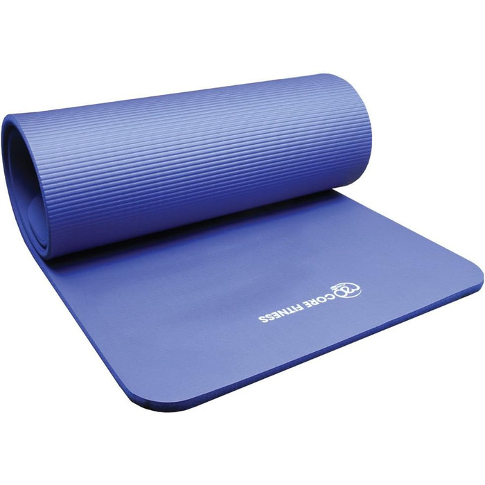 Фітнес-мат Fitness Mad для йоги та гімнастики, синій, 182×58 см, NBR піна, антибактеріальна поверхня, з ременем для перенесення, для дому і спортзалу