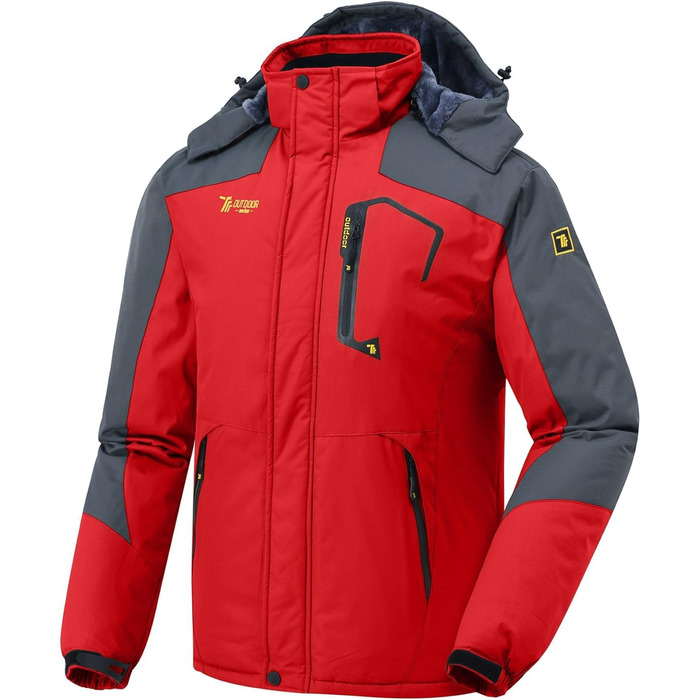 Чоловіча зимова куртка Jacken з флісовою підкладкою, водонепроникна, дихаюча, тепла, вітрозахисна, софтшелл, знімний капюшон, червона, XL