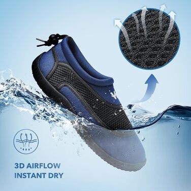 Водні черевики WateLves: дихаючі, швидковисихаючі, унісекс, для плавання, пляжу, басейну, розмір 39 EU, блакитний