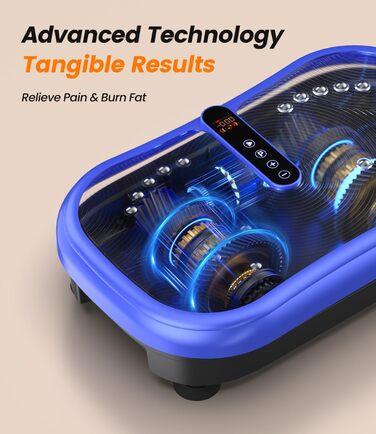 Вібраційна платформа для фітнесу 200W з пультом, 120 рівнів, ультразвук & гумові ніжки – для домашніх тренувань, підтяжки м'язів та відновлення, ідеально для жінок та літніх людей (Блакитна)