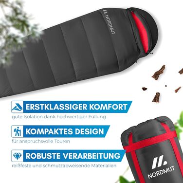 Сплячий мішок NORDMUT® Winter -10°C до 0°C, компресійний, для туризму та кемпінгу, 1.8 кг, чорний, водовідштовхувальний, 350 GSM