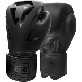 Боксерські рукавички LangRay зі штучної шкіри 14oz, чорні, для чоловіків та жінок, для боксу, ММА, спарингу