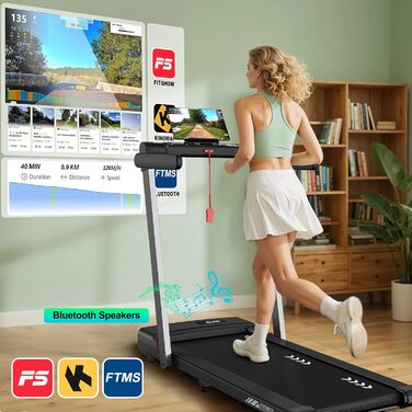 Walking Pad: Безрамковий біговий тренажер для дому з нахилом 7%, мотором 2.25HP, швидкістю 1-12 км/год, 7-шарове покриття, Bluetooth