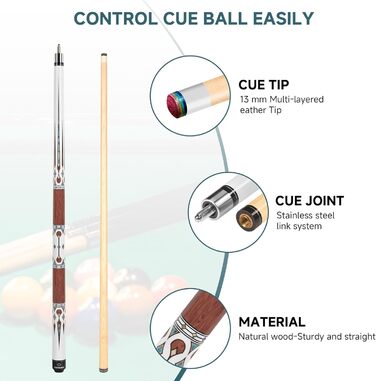 Більярдний кий HomeSeason Billardqueue-Stick, 144,8 см, професійний, з низькою відволікаючою лінією (HS06-ABCD)