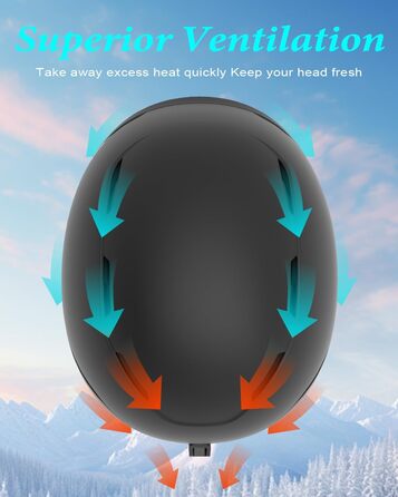 Шолом для катання на лижах та сноуборді, чорний, регульований, для чоловіків, жінок та підлітків (M)