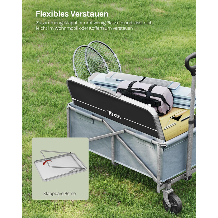 Стіл туристичний складний Woltu 70x50x60 см, алюміній та MDF, для пікніка та відпочинку на природі, чорний